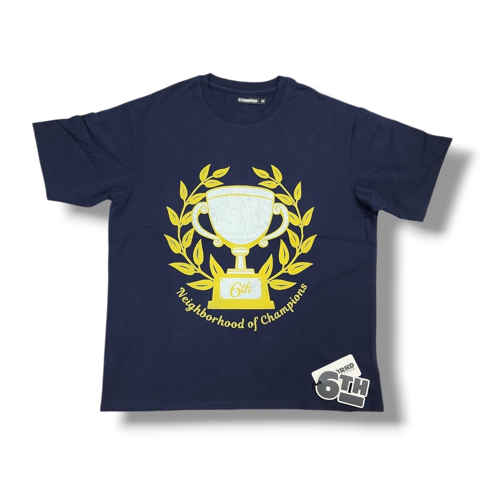 6th NBRHD " Trophy" Crew Neck Navy Blue T-Shirt Men's M NWT